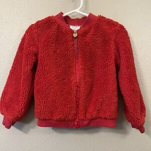 365 Kids From Garnimals Red Teddy Bomber‎ Jacket Zip Up Sparkle Size 4